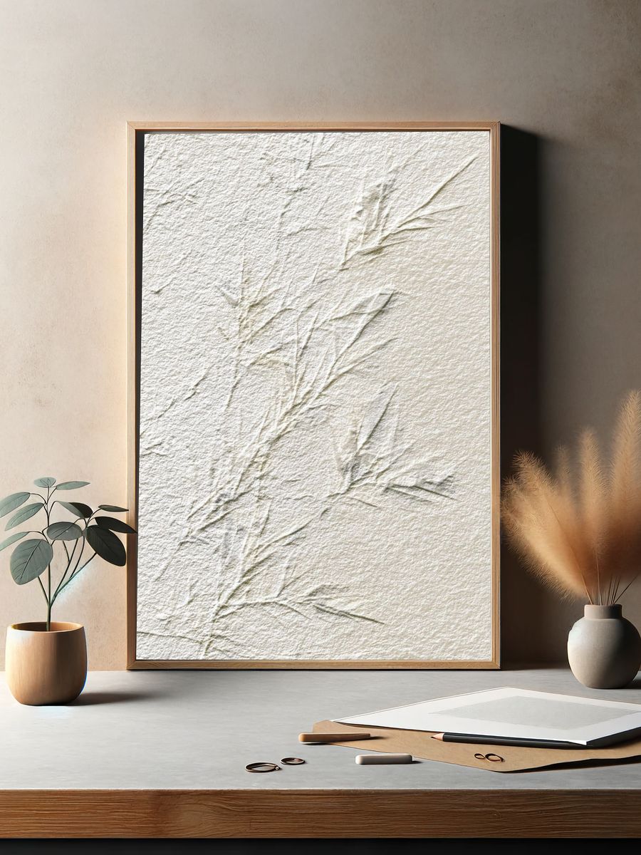 Delicate Bamboo Leaves — Minimalist Print. — room view 2