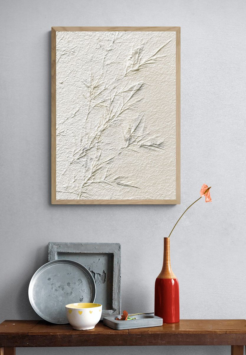 Delicate Bamboo Leaves — Minimalist Print. — room view 3