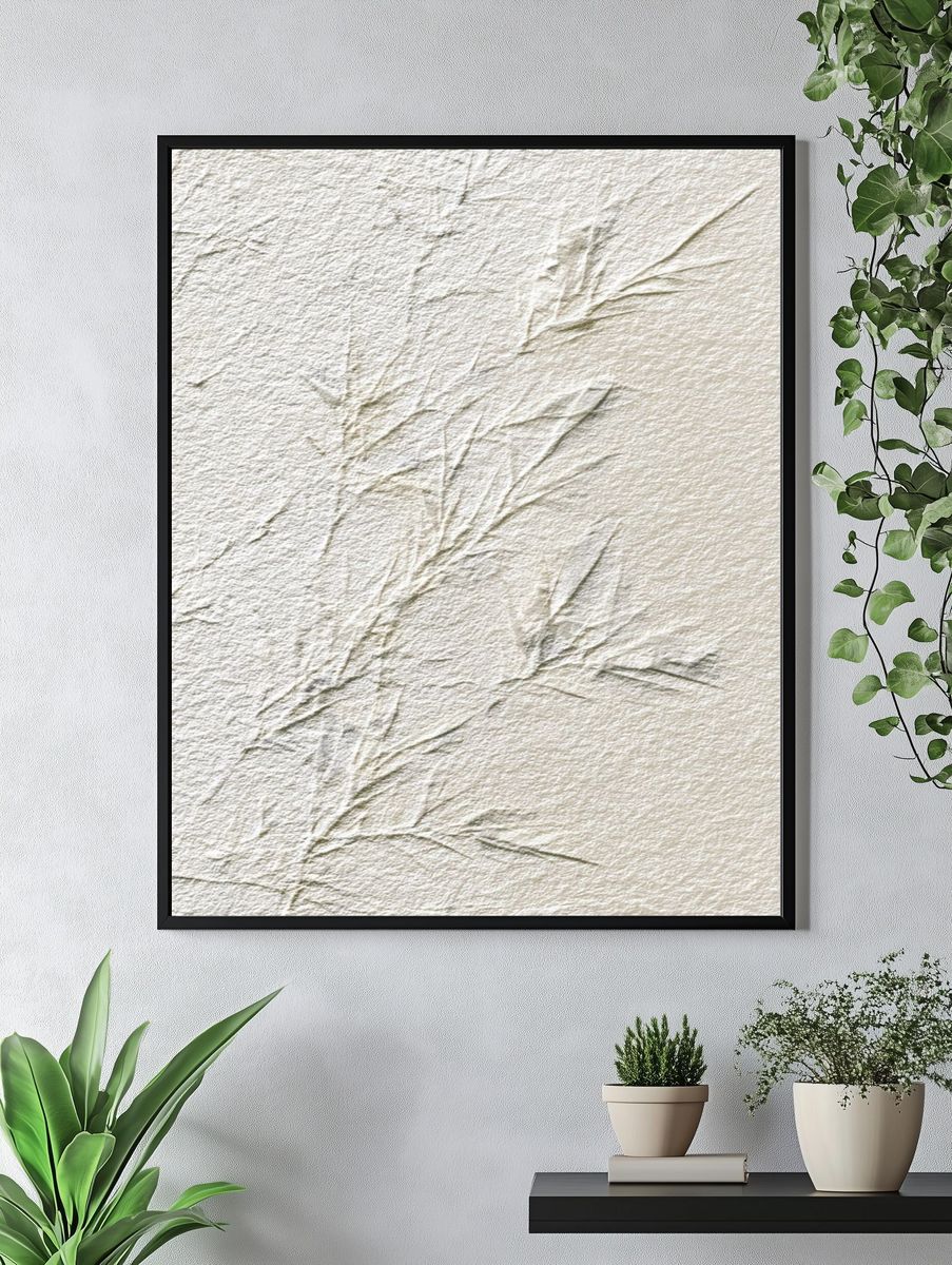 Delicate Bamboo Leaves — Minimalist Print. — room view 4