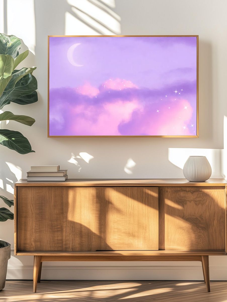 Dreamy Moonlit Clouds — Art Print. — room view 3