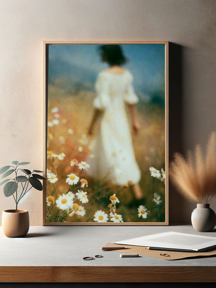 Dreamy Meadow Figure Photography Poster. — room view 2
