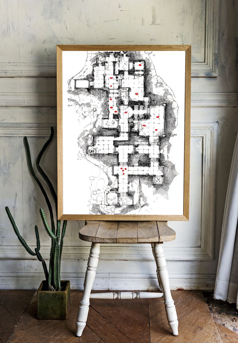 Dungeon Map — Illustration Print. — room view 1