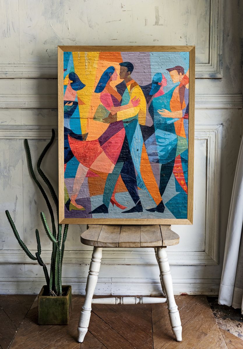 Colorful Dance Partners — Abstract Print. — room view 1