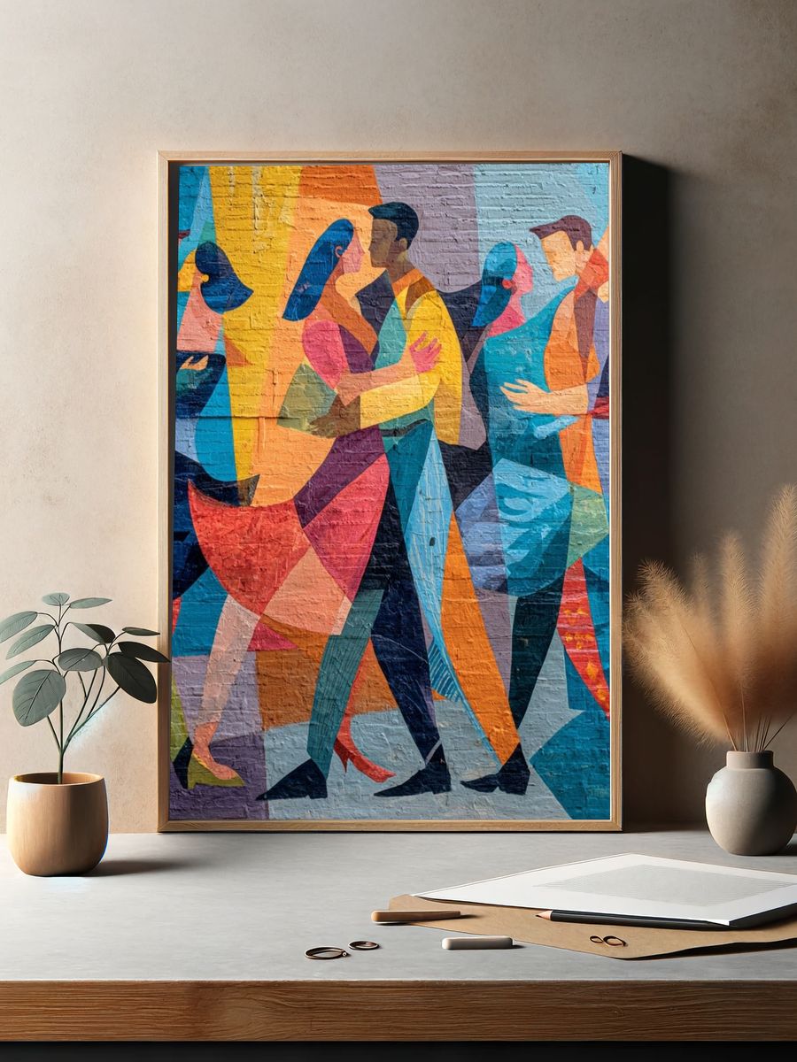 Colorful Dance Partners — Abstract Print. — room view 2