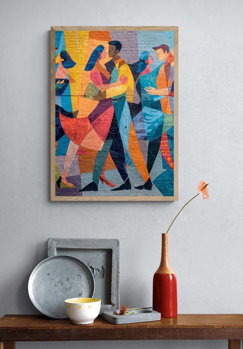 Colorful Dance Partners — Abstract Print. — room view 3