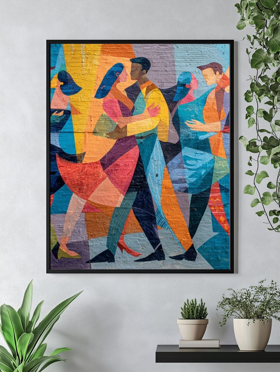 Colorful Dance Partners — Abstract Print. — room view 4