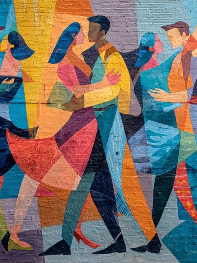 Colorful Dance Partners — Abstract Print. poster