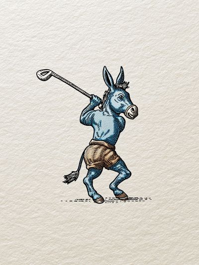 Golfing Donkey — Vintage Print.