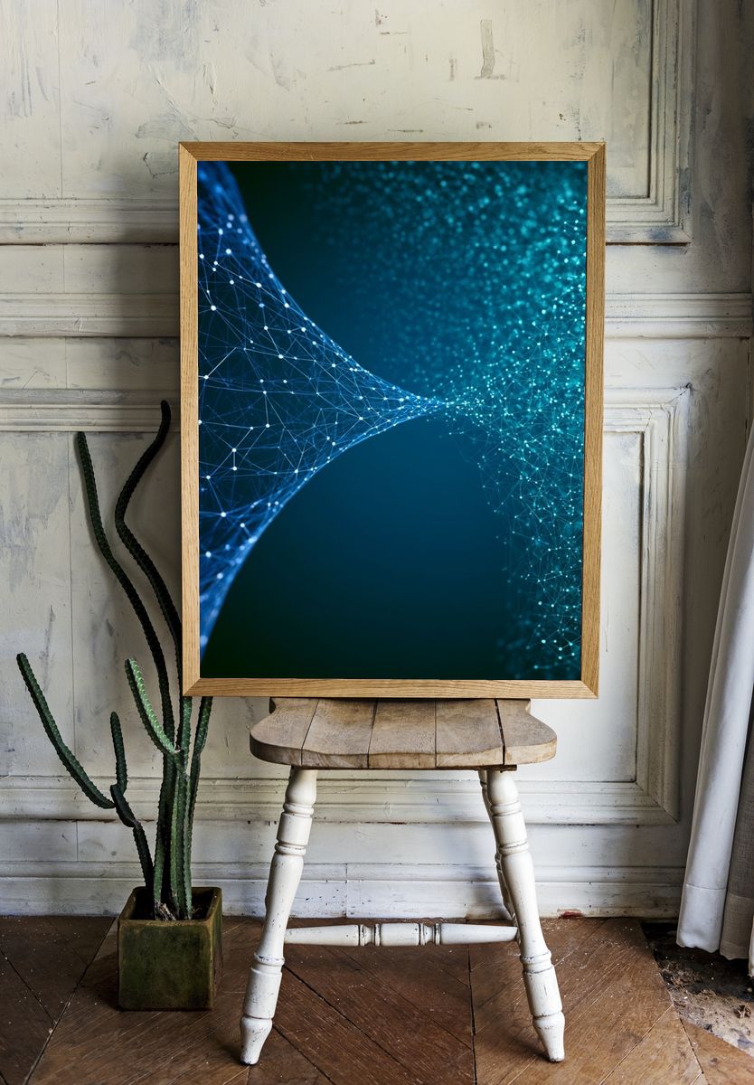 Digital Network Wave Abstract Poster. room preview