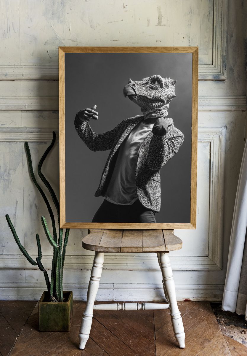 Dinosaur Head Portrait Print. — room view 1