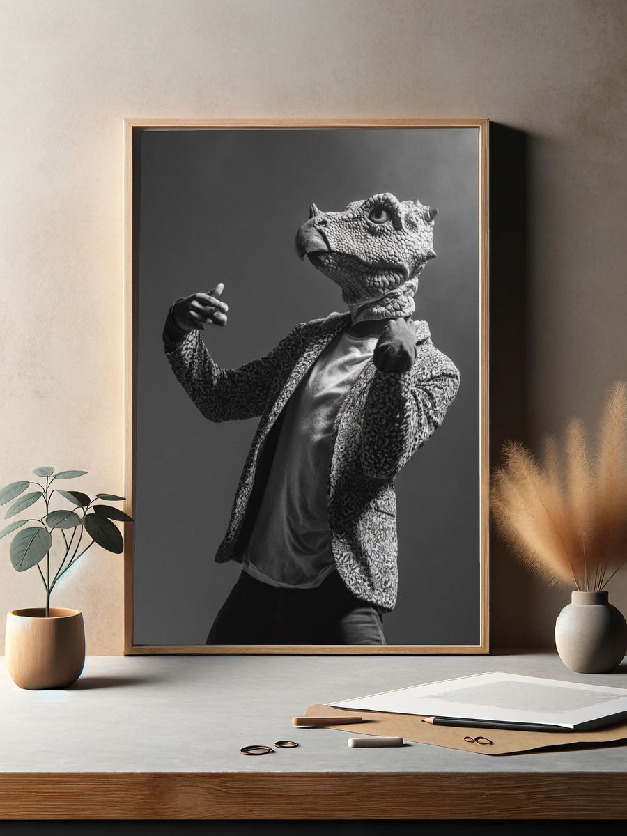 Dinosaur Head Portrait Print. — room view 2