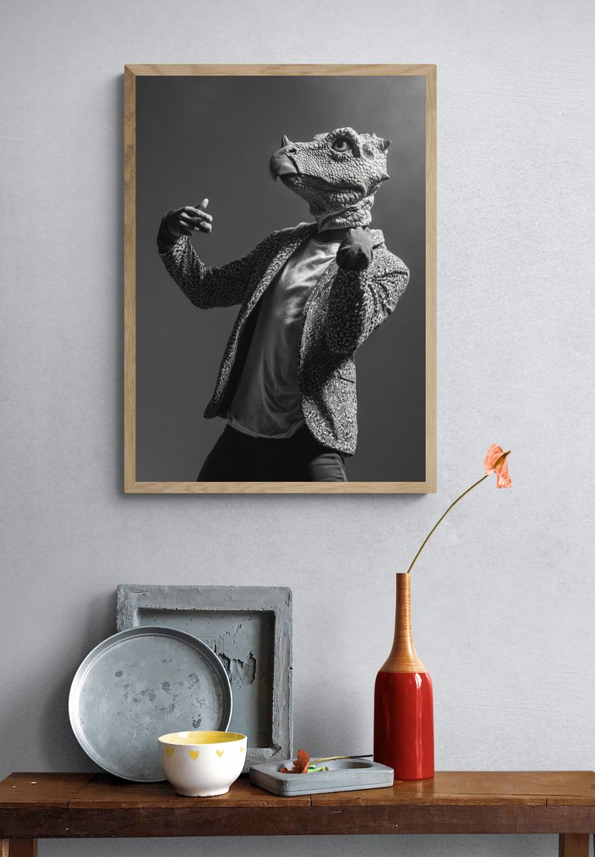 Dinosaur Head Portrait Print. — room view 3