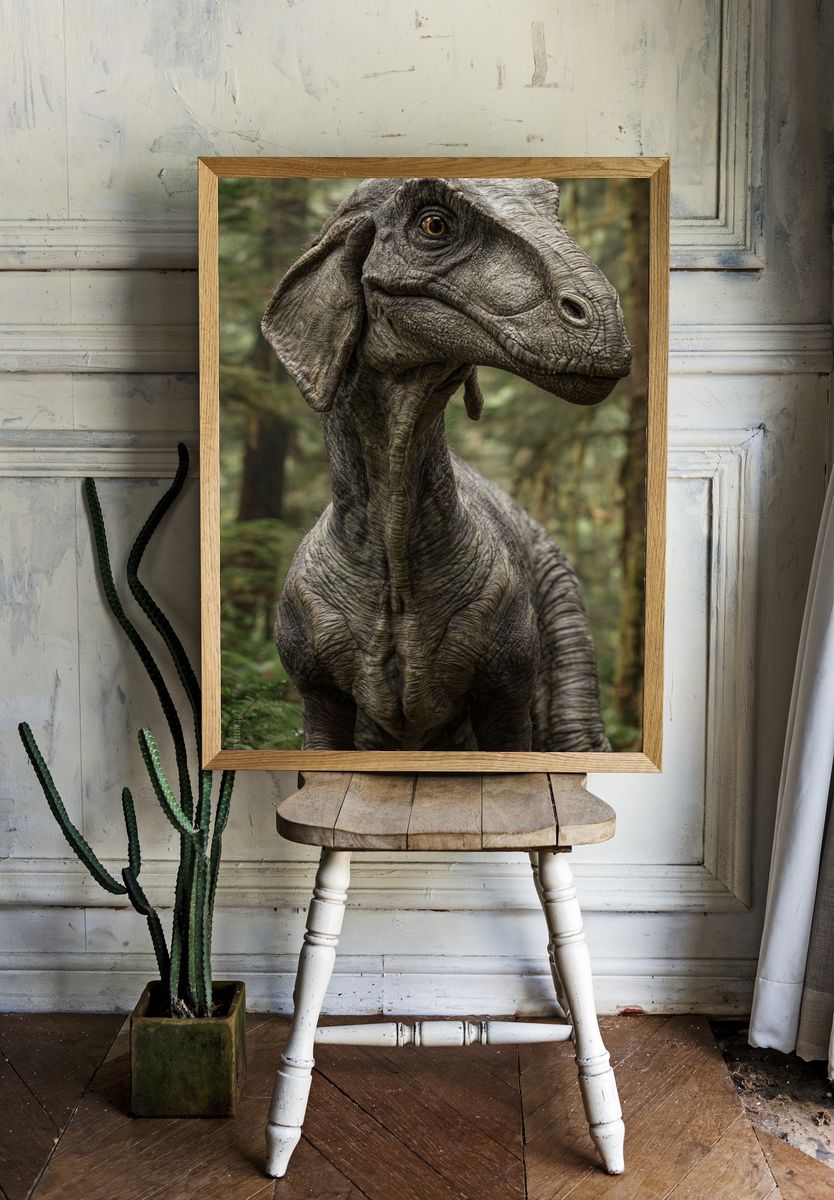 Realistic Dinosaur Portrait — Nature Print. — room view 1