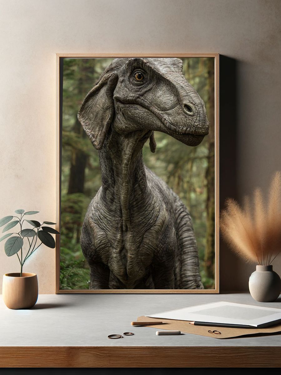 Realistic Dinosaur Portrait — Nature Print. — room view 2