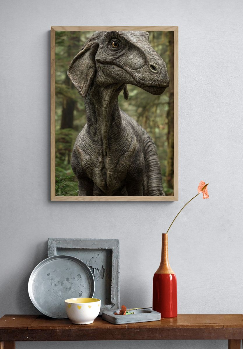 Realistic Dinosaur Portrait — Nature Print. — room view 3