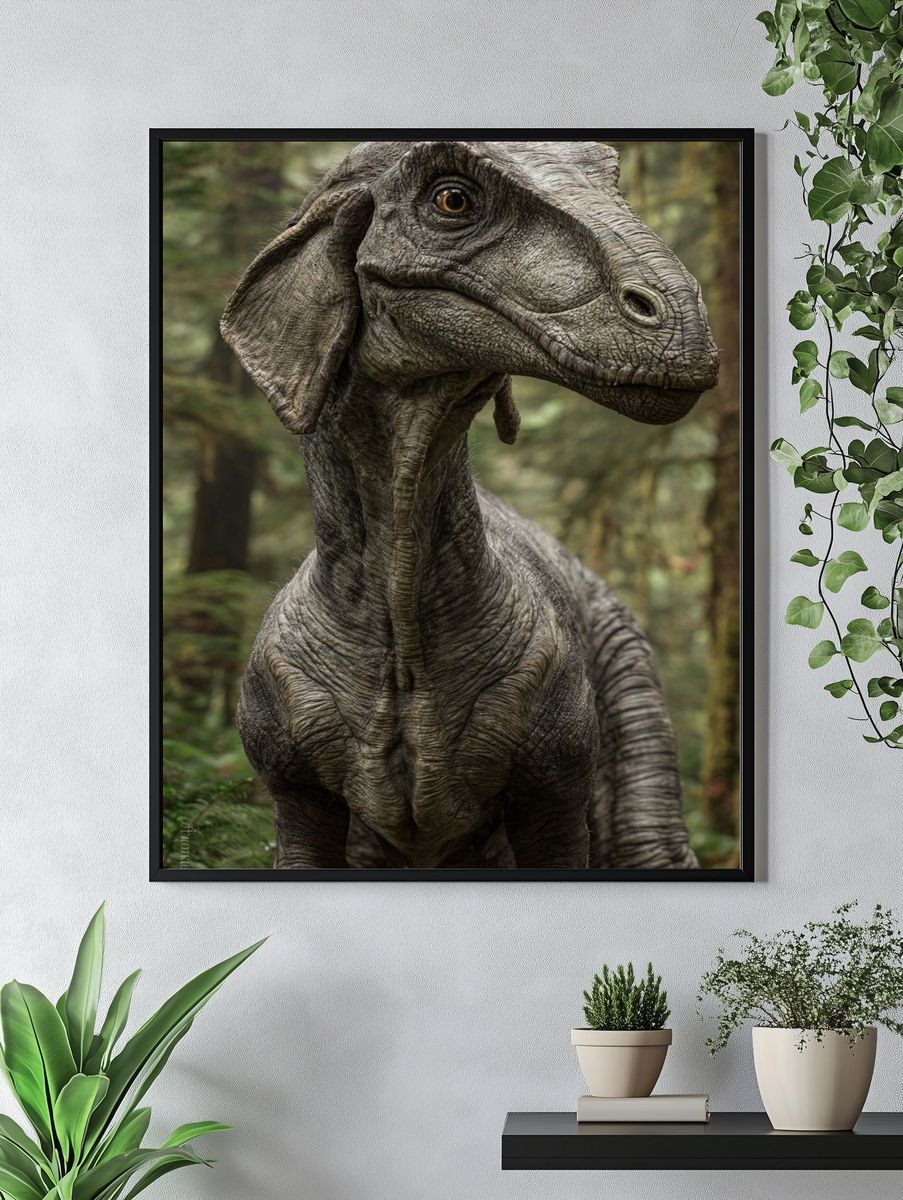 Realistic Dinosaur Portrait — Nature Print. — room view 4