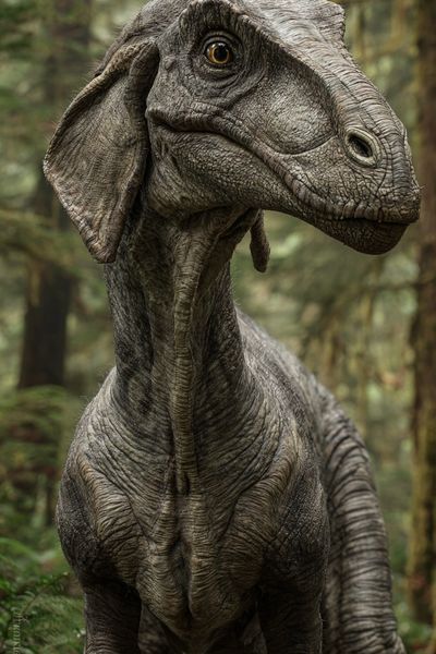 Realistic Dinosaur Portrait — Nature Print. poster