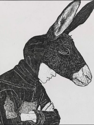 Donkey Head Portrait Print. poster