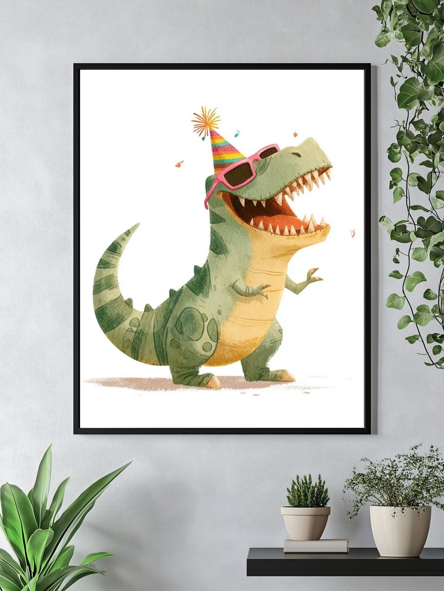 Party Dinosaur — Illustration Print. — room view 4