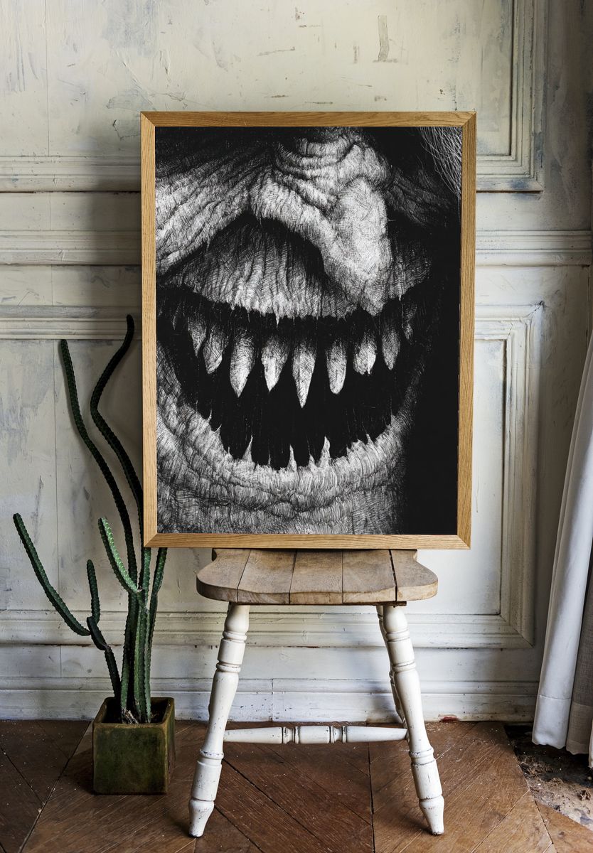 Tyrannosaurus Rex Close-Up Print. — room view 1