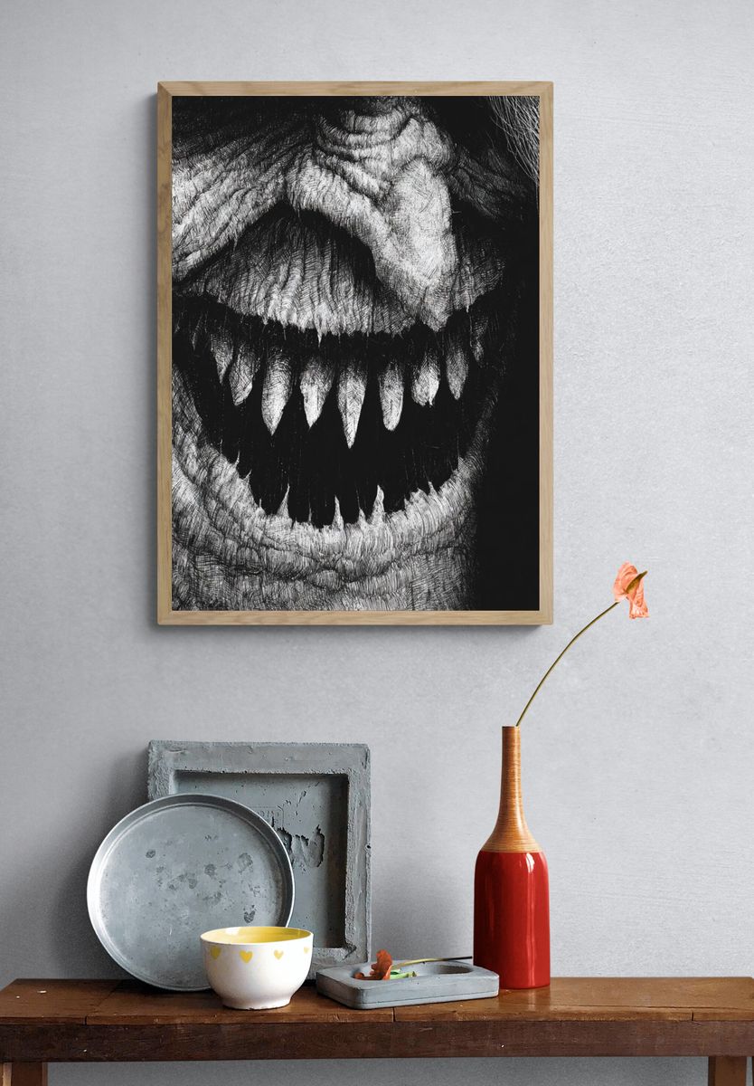 Tyrannosaurus Rex Close-Up Print. — room view 3