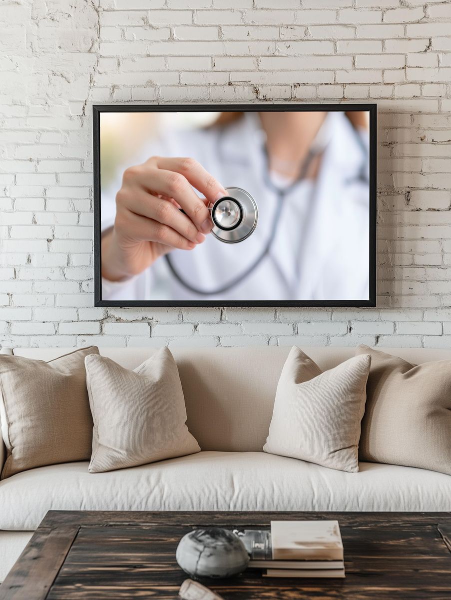 Doctor with Stethoscope Photography Poster. — room view 1