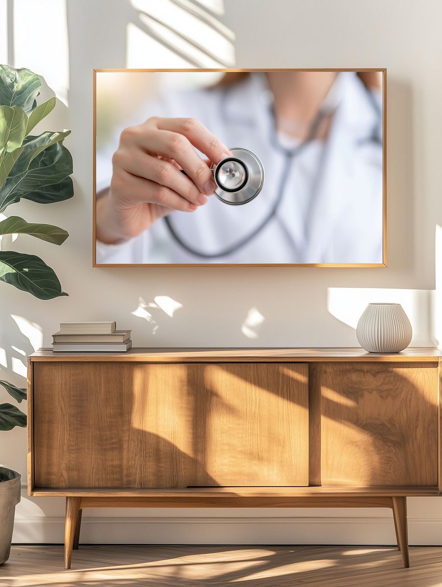 Doctor with Stethoscope Photography Poster. — room view 3