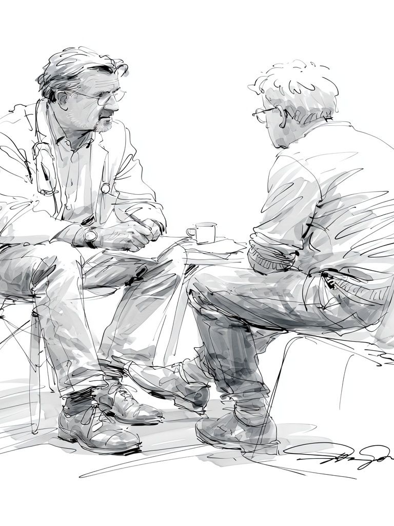 Doctor Consultation Sketch Poster. poster — illustration art