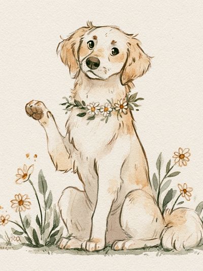 Golden Retriever Watercolor Poster.