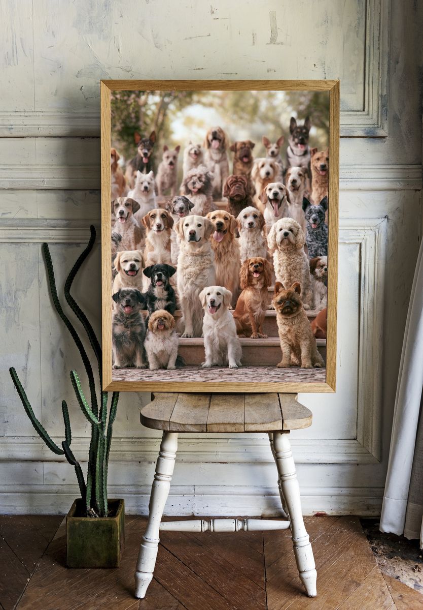 Dog Gathering Photography Poster. room preview