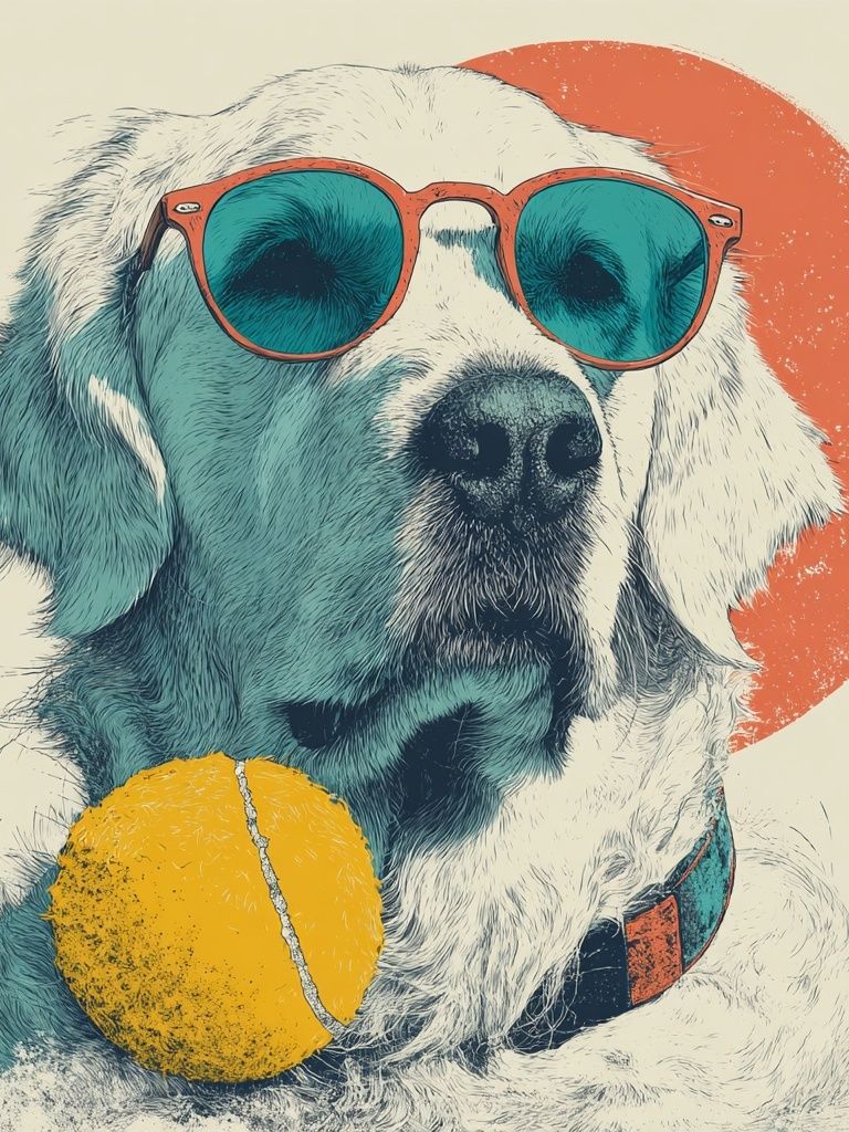 Cool Dog with Sunglasses — Illustration Print. poster — illustration art