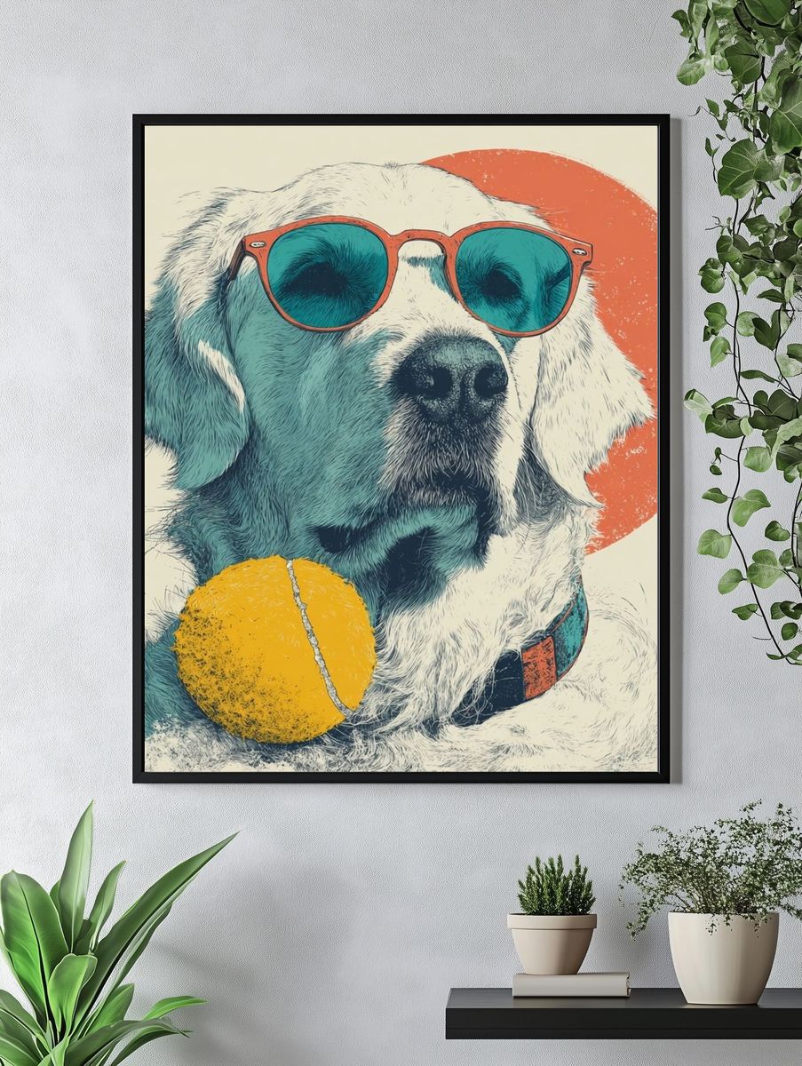Cool Dog with Sunglasses — Illustration Print. — room view 4