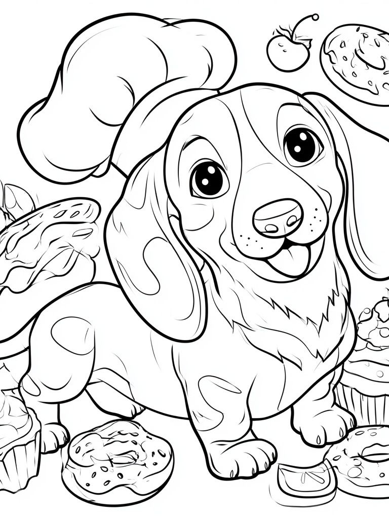 Cute Dachshund Baker Illustration Poster. poster detail