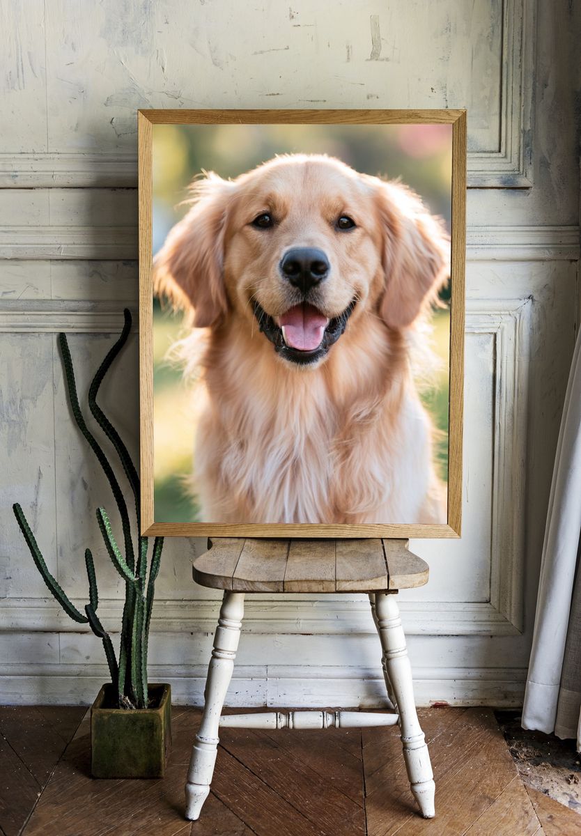 Golden Retriever Portrait Poster. room preview