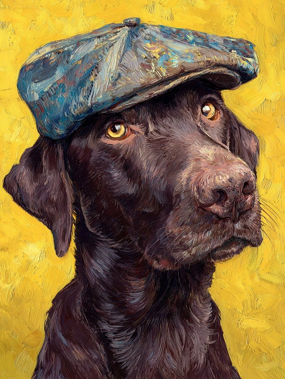 Charming Dog in Cap — Illustration Print. poster detail