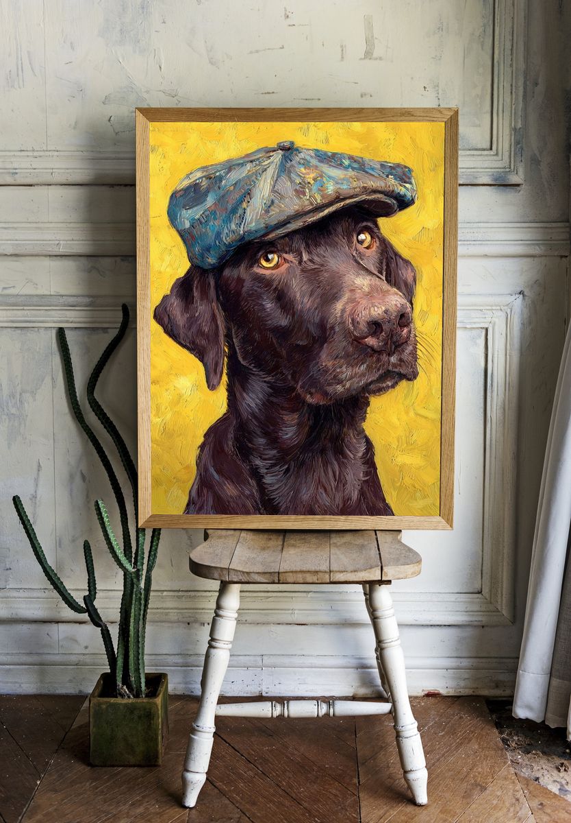 Charming Dog in Cap — Illustration Print. — room view 1