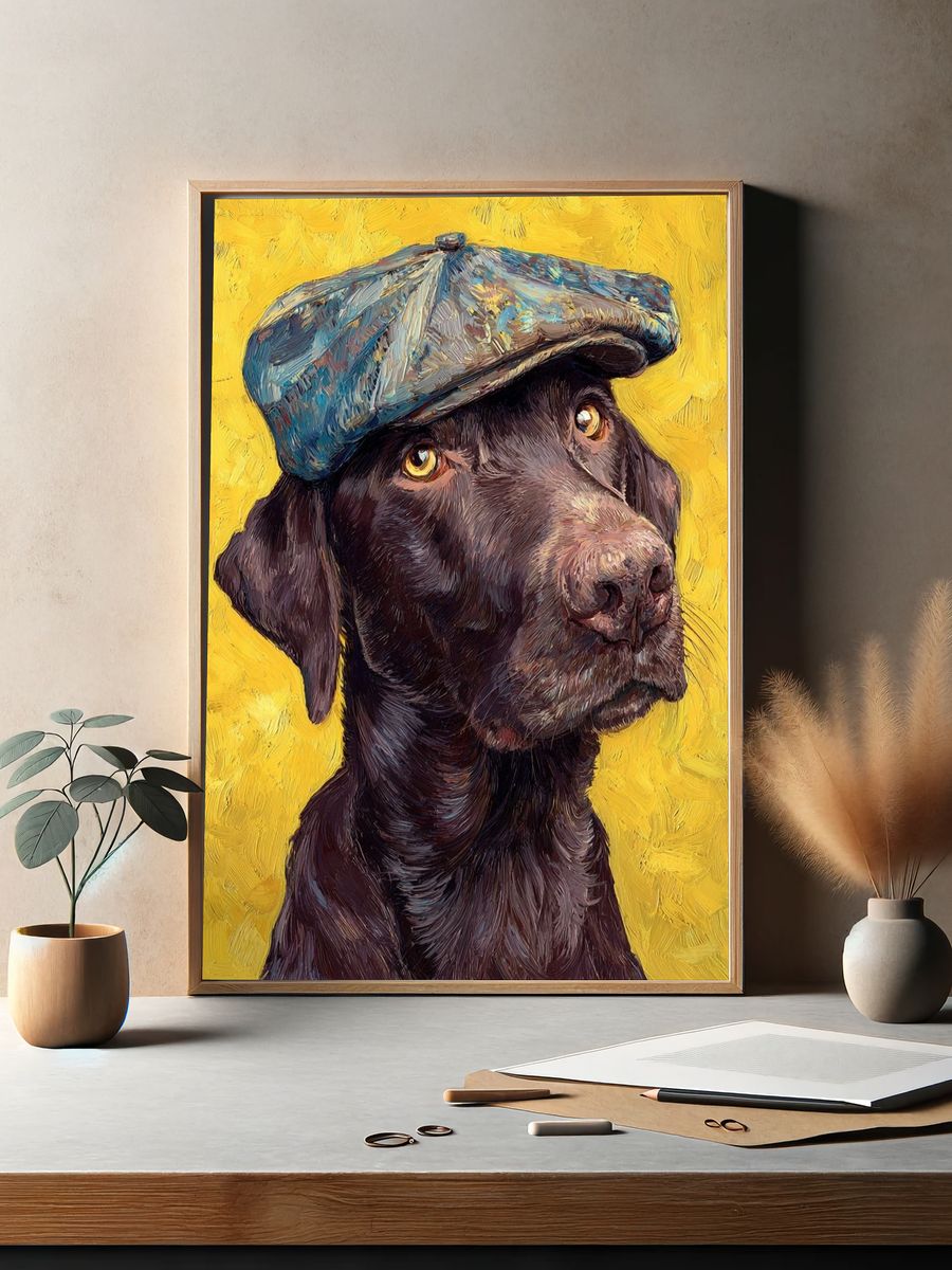 Charming Dog in Cap — Illustration Print. — room view 2