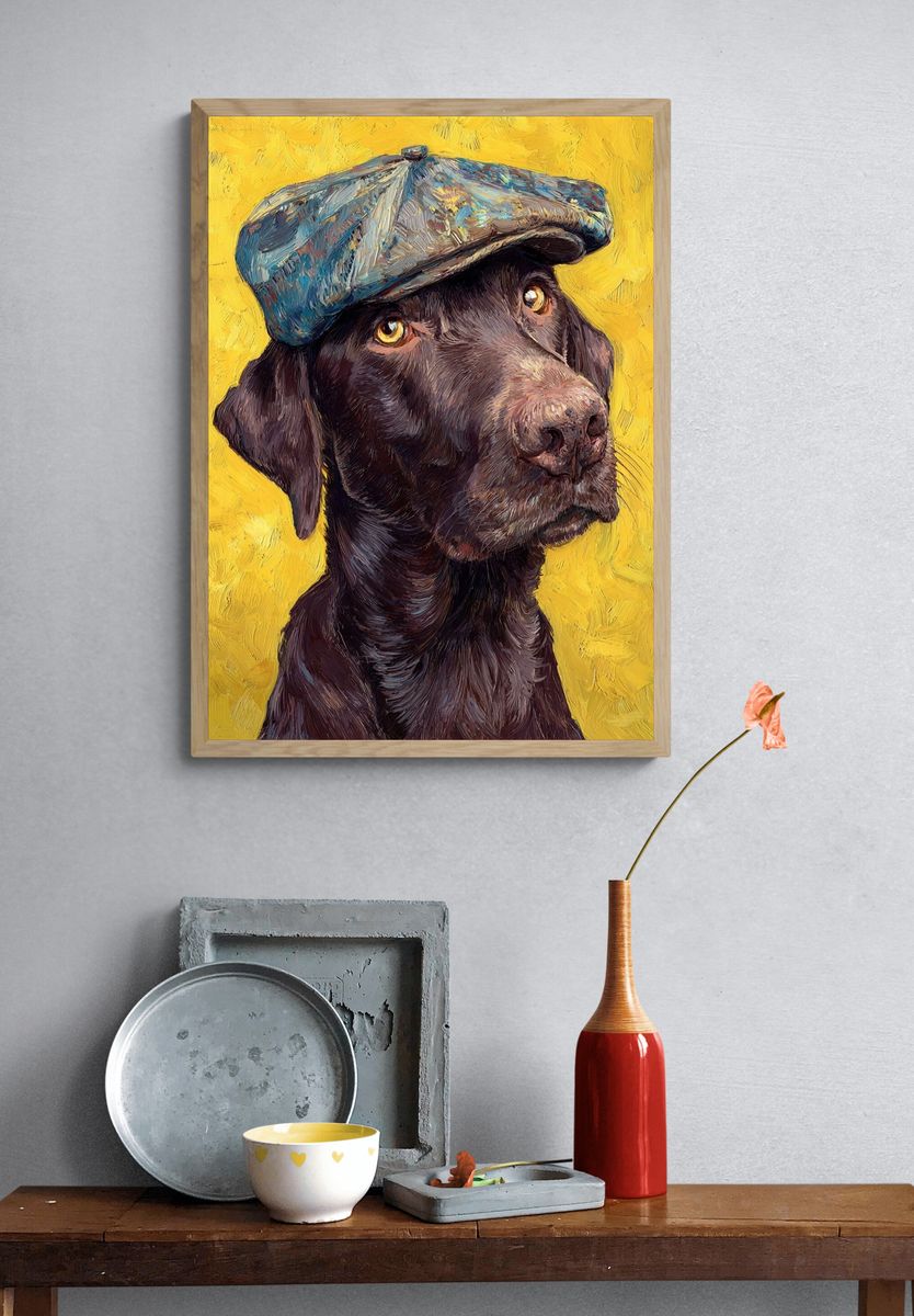 Charming Dog in Cap — Illustration Print. — room view 3