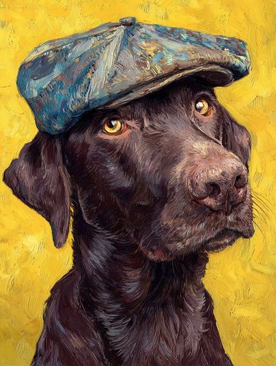 Charming Dog in Cap — Illustration Print. poster print