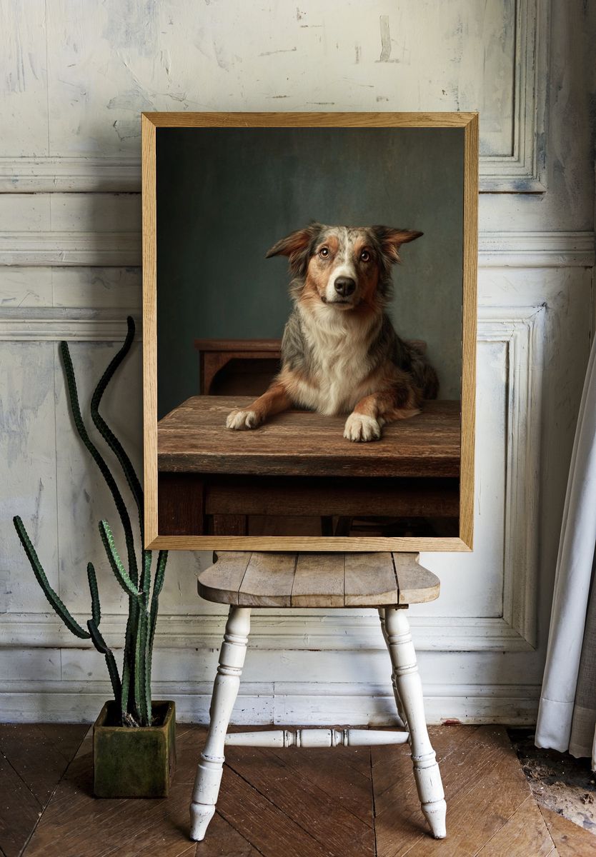 Australian Shepherd Dog Portrait Poster. — room view 1