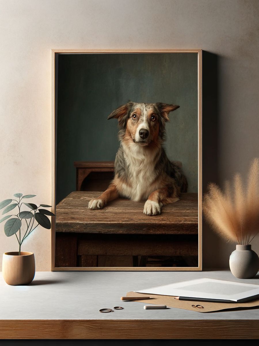 Australian Shepherd Dog Portrait Poster. — room view 2