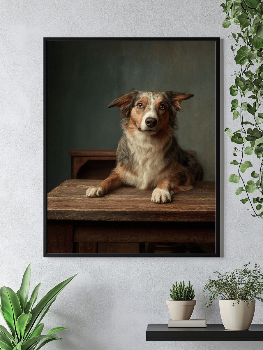 Australian Shepherd Dog Portrait Poster. — room view 4