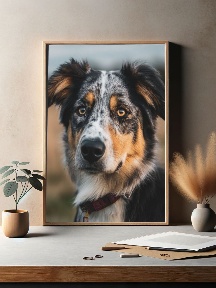 Australian Shepherd Portrait Poster. — room view 2