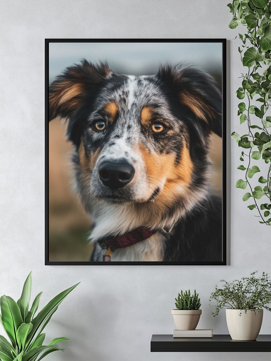 Australian Shepherd Portrait Poster. — room view 4