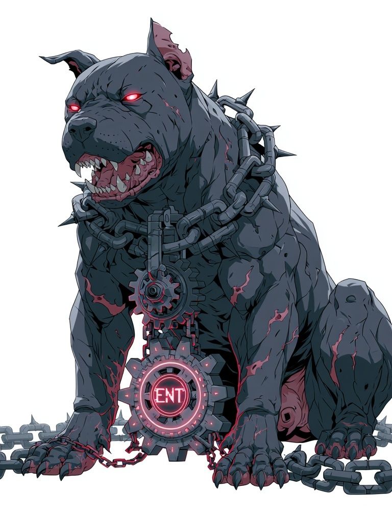 Cyberpunk Guard Dog Illustration Poster. poster detail
