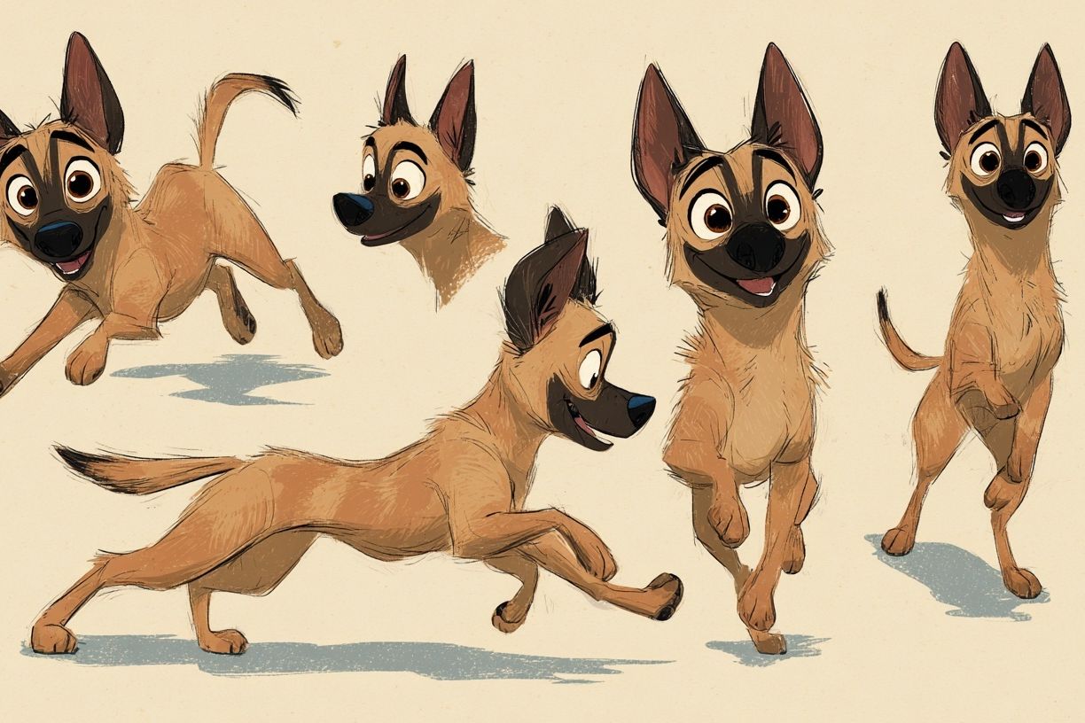 Playful Belgian Malinois Illustration Poster. poster detail