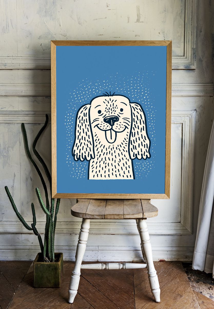 Playful Dog Illustration Poster. room preview
