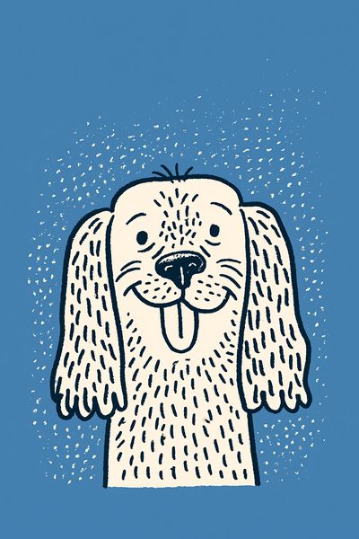 Playful Dog Illustration Poster.