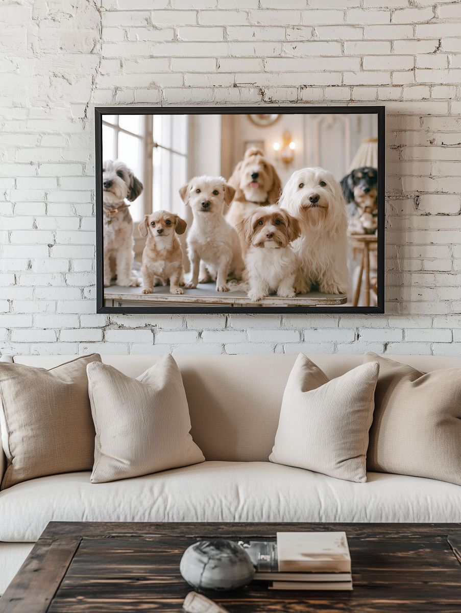 Fluffy Dogs Portrait Photography Poster. — room view 1