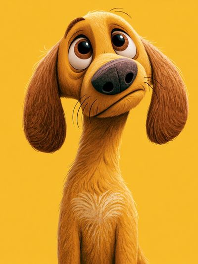 Sad Dog Portrait Illustration Poster.